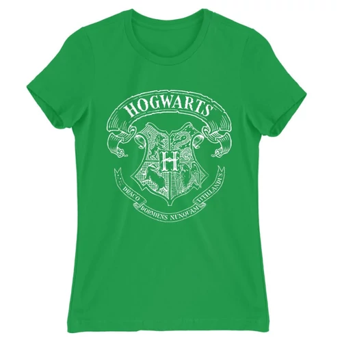 Zöld Harry Potter női rövid ujjú póló - Hogwarts outline logo