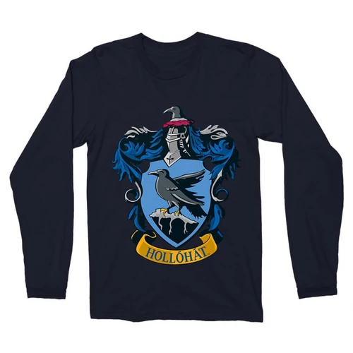 Sötétkék Harry Potter férfi hosszú ujjú póló - Hollóhát Logo