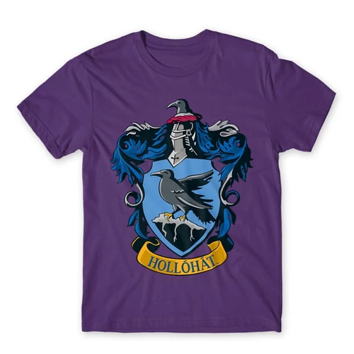Sötétlila Harry Potter férfi rövid ujjú póló - Hollóhát Logo