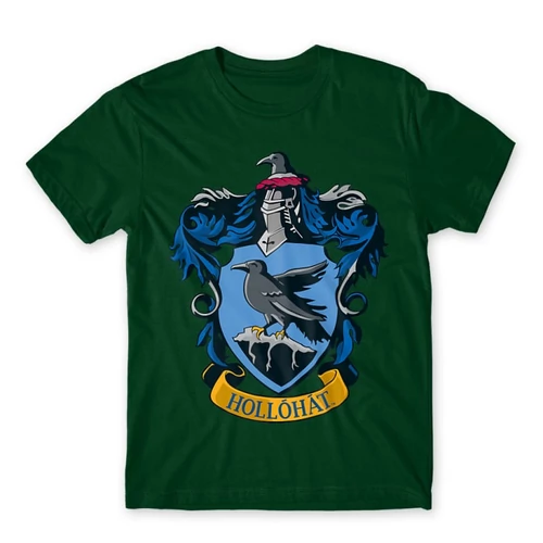Sötétzöld Harry Potter férfi rövid ujjú póló - Hollóhát Logo
