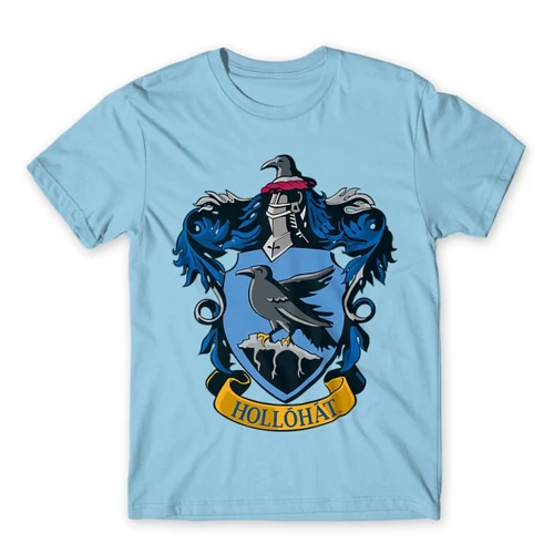 Világoskék Harry Potter férfi rövid ujjú póló - Hollóhát Logo