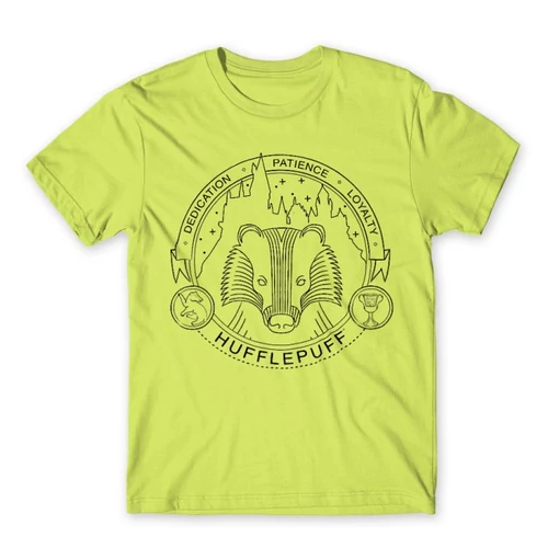 Almazöld Harry Potter férfi rövid ujjú póló - Hufflepuff Lineart