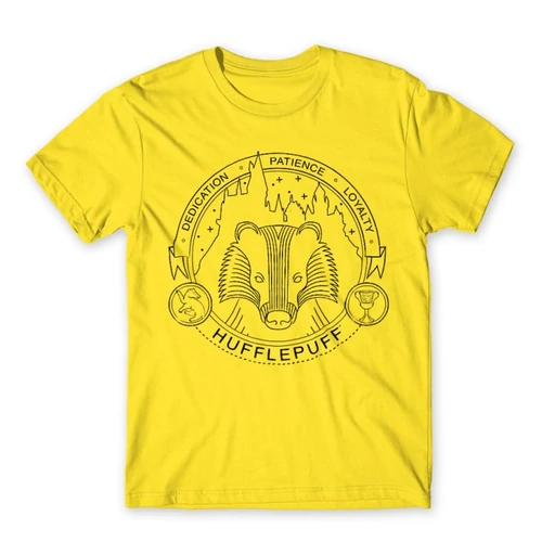 Citromsárga Harry Potter férfi rövid ujjú póló - Hufflepuff Lineart