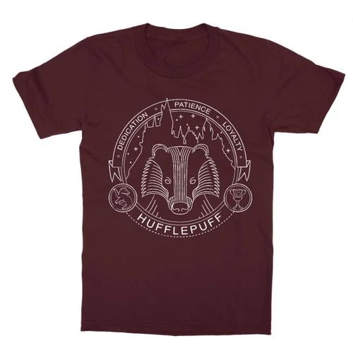 Bordó Harry Potter gyerek rövid ujjú póló - Hufflepuff Lineart
