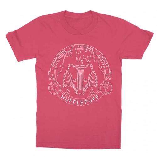 Pink Harry Potter gyerek rövid ujjú póló - Hufflepuff Lineart