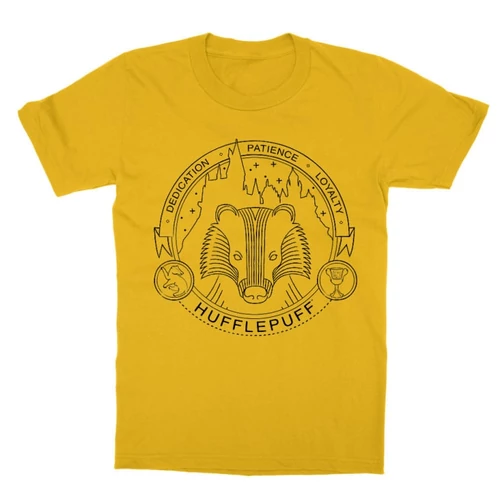 Sárga Harry Potter gyerek rövid ujjú póló - Hufflepuff Lineart