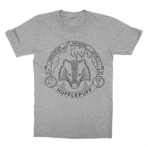 Sportszürke Harry Potter gyerek rövid ujjú póló - Hufflepuff Lineart