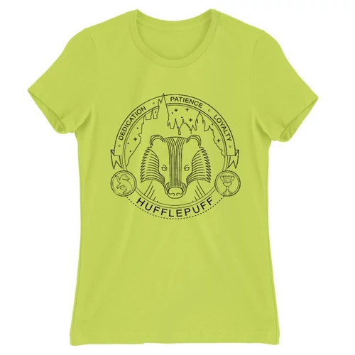 Almazöld Harry Potter női rövid ujjú póló - Hufflepuff Lineart