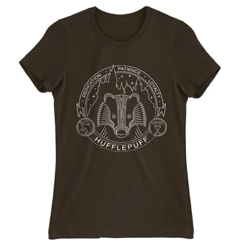 Barna Harry Potter női rövid ujjú póló - Hufflepuff Lineart