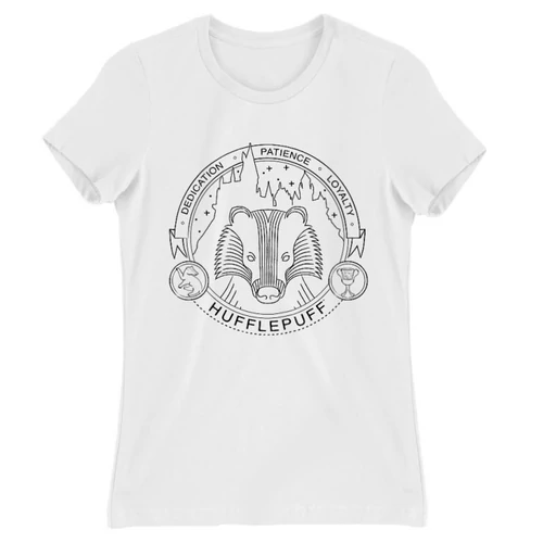 Fehér Harry Potter női rövid ujjú póló - Hufflepuff Lineart