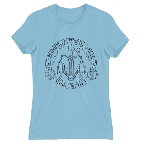 Világoskék Harry Potter női rövid ujjú póló - Hufflepuff Lineart