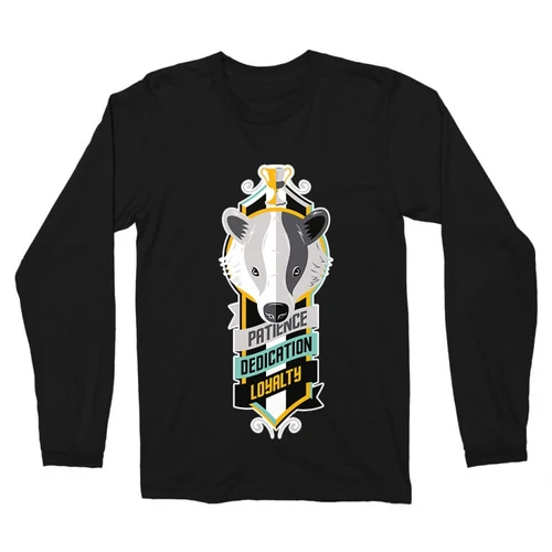 Fekete Harry Potter férfi hosszú ujjú póló - Hufflepuff values