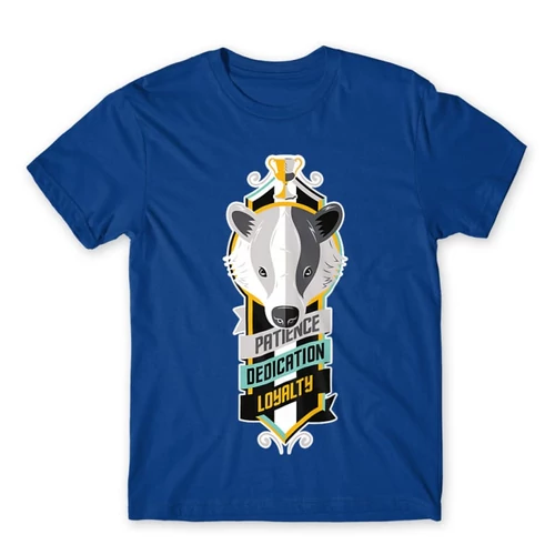 Királykék Harry Potter férfi rövid ujjú póló - Hufflepuff values