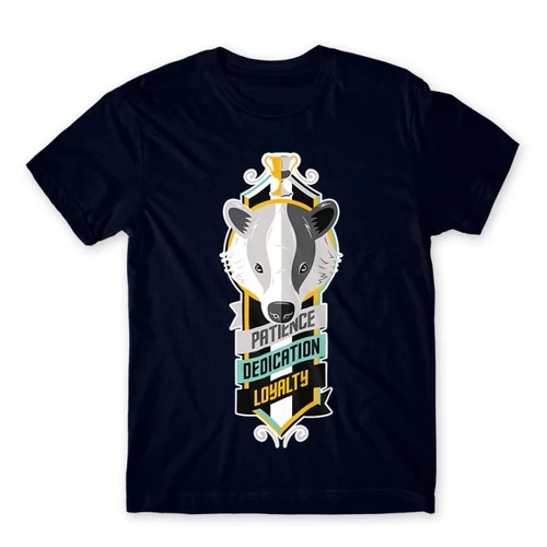 Sötétkék Harry Potter férfi rövid ujjú póló - Hufflepuff values