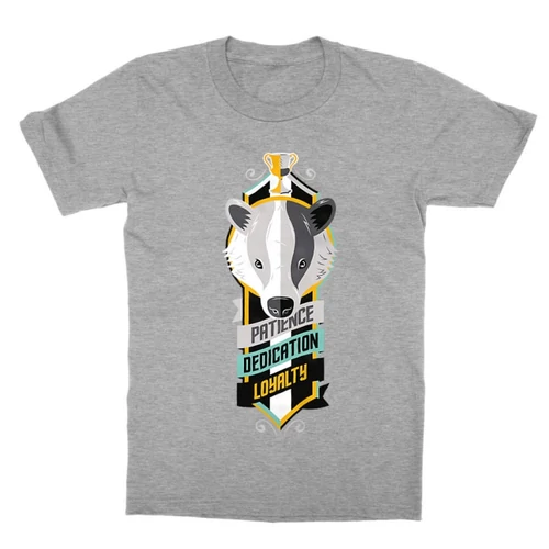 Sportszürke Harry Potter gyerek rövid ujjú póló - Hufflepuff values