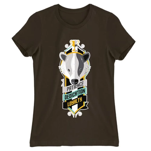 Barna Harry Potter női rövid ujjú póló - Hufflepuff values