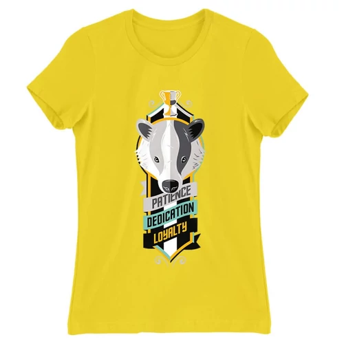 Citromsárga Harry Potter női rövid ujjú póló - Hufflepuff values