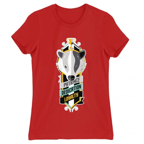Piros Harry Potter női rövid ujjú póló - Hufflepuff values