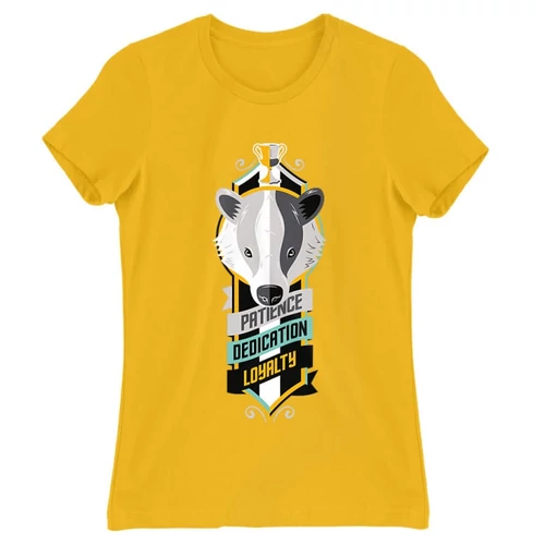 Sárga Harry Potter női rövid ujjú póló - Hufflepuff values