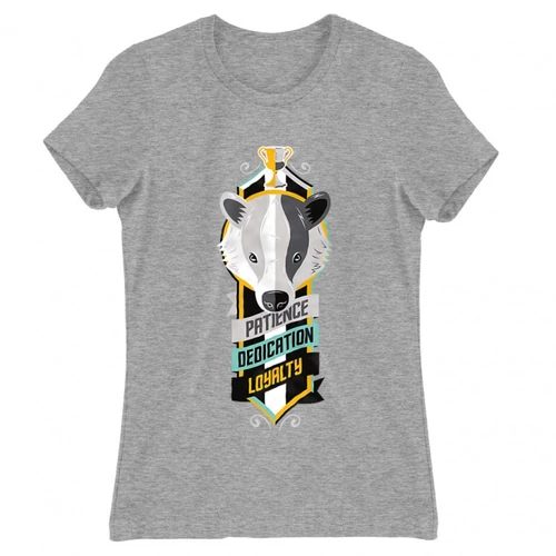 Sportszürke Harry Potter női rövid ujjú póló - Hufflepuff values