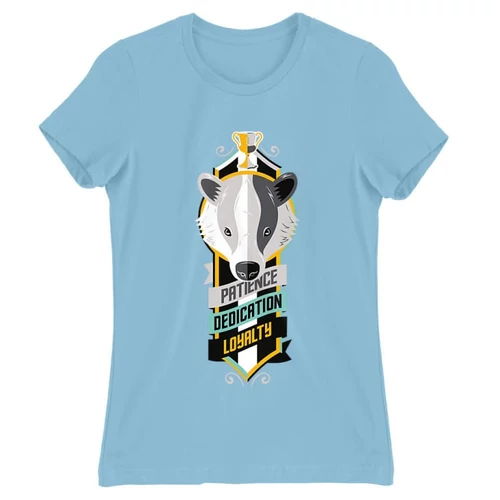 Világoskék Harry Potter női rövid ujjú póló - Hufflepuff values