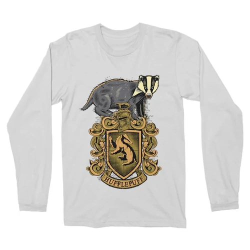 Fehér Harry Potter férfi hosszú ujjú póló - Hufflepuff