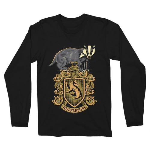 Fekete Harry Potter férfi hosszú ujjú póló - Hufflepuff
