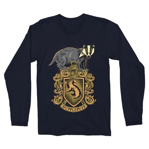 Sötétkék Harry Potter férfi hosszú ujjú póló - Hufflepuff