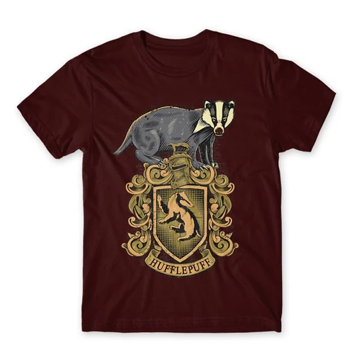 Bordó Harry Potter férfi rövid ujjú póló - Hufflepuff