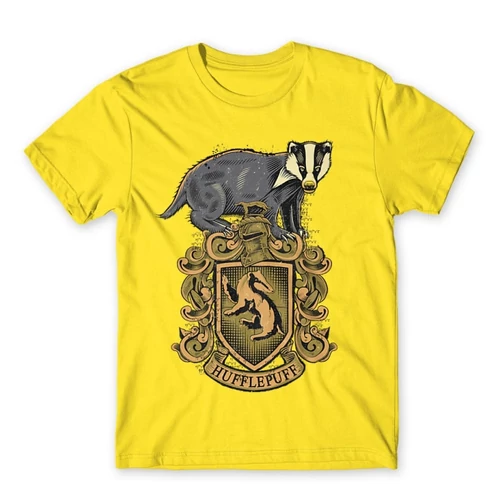 Citromsárga Harry Potter férfi rövid ujjú póló - Hufflepuff