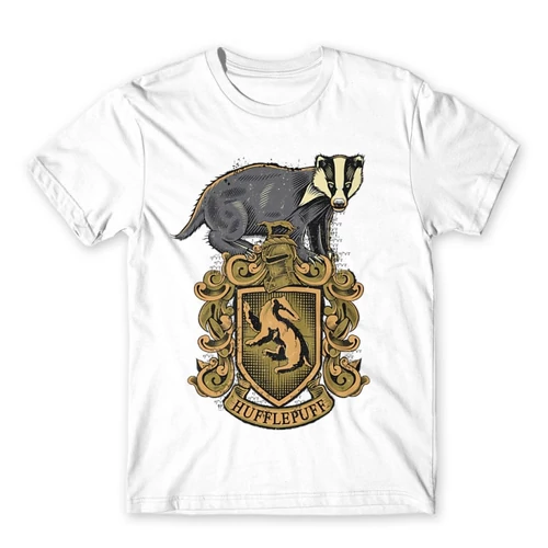 Fehér Harry Potter férfi rövid ujjú póló - Hufflepuff