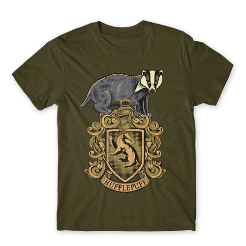 Khaki Harry Potter férfi rövid ujjú póló - Hufflepuff