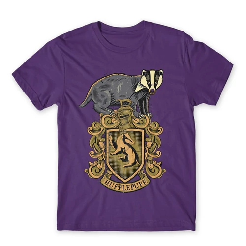 Sötétlila Harry Potter férfi rövid ujjú póló - Hufflepuff