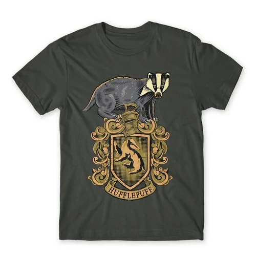 Sötétszürke Harry Potter férfi rövid ujjú póló - Hufflepuff