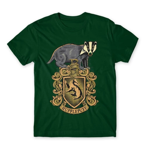 Sötétzöld Harry Potter férfi rövid ujjú póló - Hufflepuff