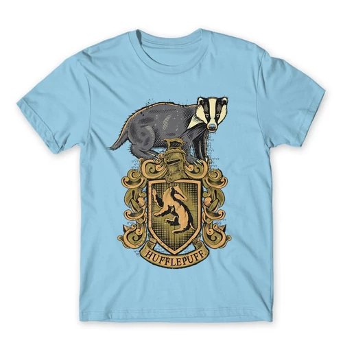 Világoskék Harry Potter férfi rövid ujjú póló - Hufflepuff