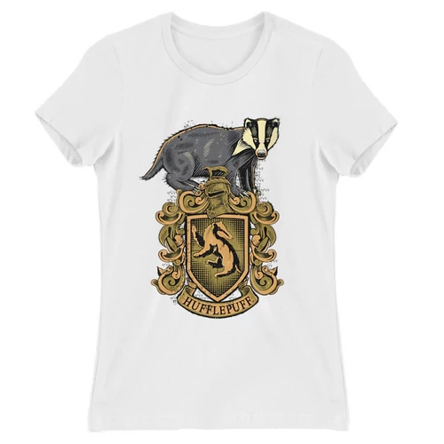 Fehér Harry Potter női rövid ujjú póló - Hufflepuff