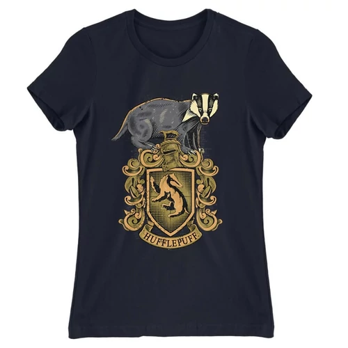 Sötétkék Harry Potter női rövid ujjú póló - Hufflepuff