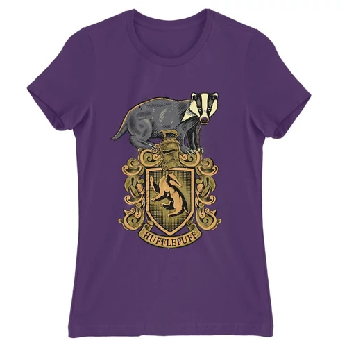 Sötétlila Harry Potter női rövid ujjú póló - Hufflepuff