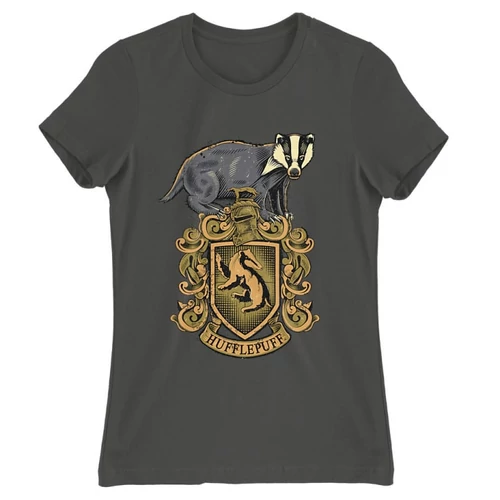 Sötétszürke Harry Potter női rövid ujjú póló - Hufflepuff