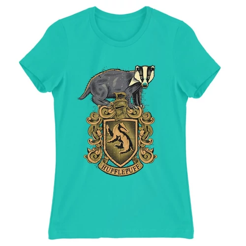 Türkiz Harry Potter női rövid ujjú póló - Hufflepuff