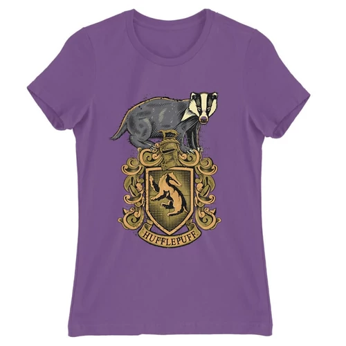 Világoslila Harry Potter női rövid ujjú póló - Hufflepuff