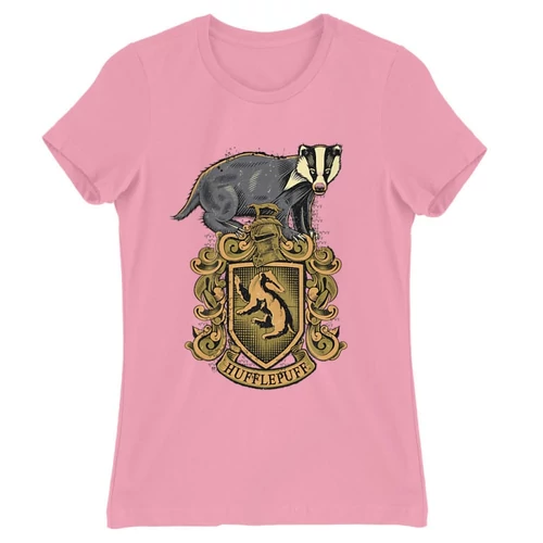 Világos rózsaszín Harry Potter női rövid ujjú póló - Hufflepuff