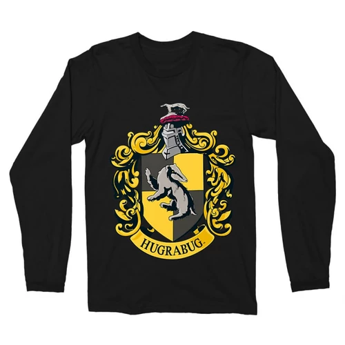 Fekete Harry Potter férfi hosszú ujjú póló - Hugrabug Logo