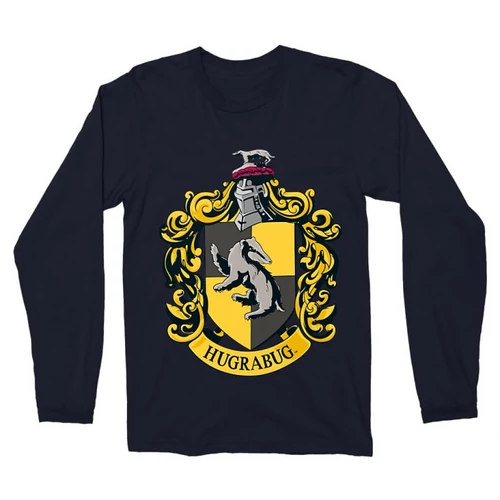 Sötétkék Harry Potter férfi hosszú ujjú póló - Hugrabug Logo