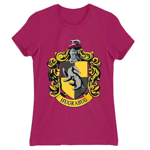 Pink Harry Potter női rövid ujjú póló - Hugrabug Logo