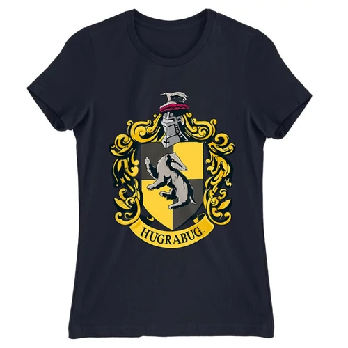 Sötétkék Harry Potter női rövid ujjú póló - Hugrabug Logo