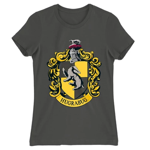 Sötétszürke Harry Potter női rövid ujjú póló - Hugrabug Logo