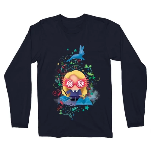 Sötétkék Harry Potter férfi hosszú ujjú póló - Luna Lovegood Watercolor