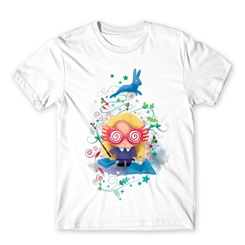 Fehér Harry Potter férfi rövid ujjú póló - Luna Lovegood Watercolor